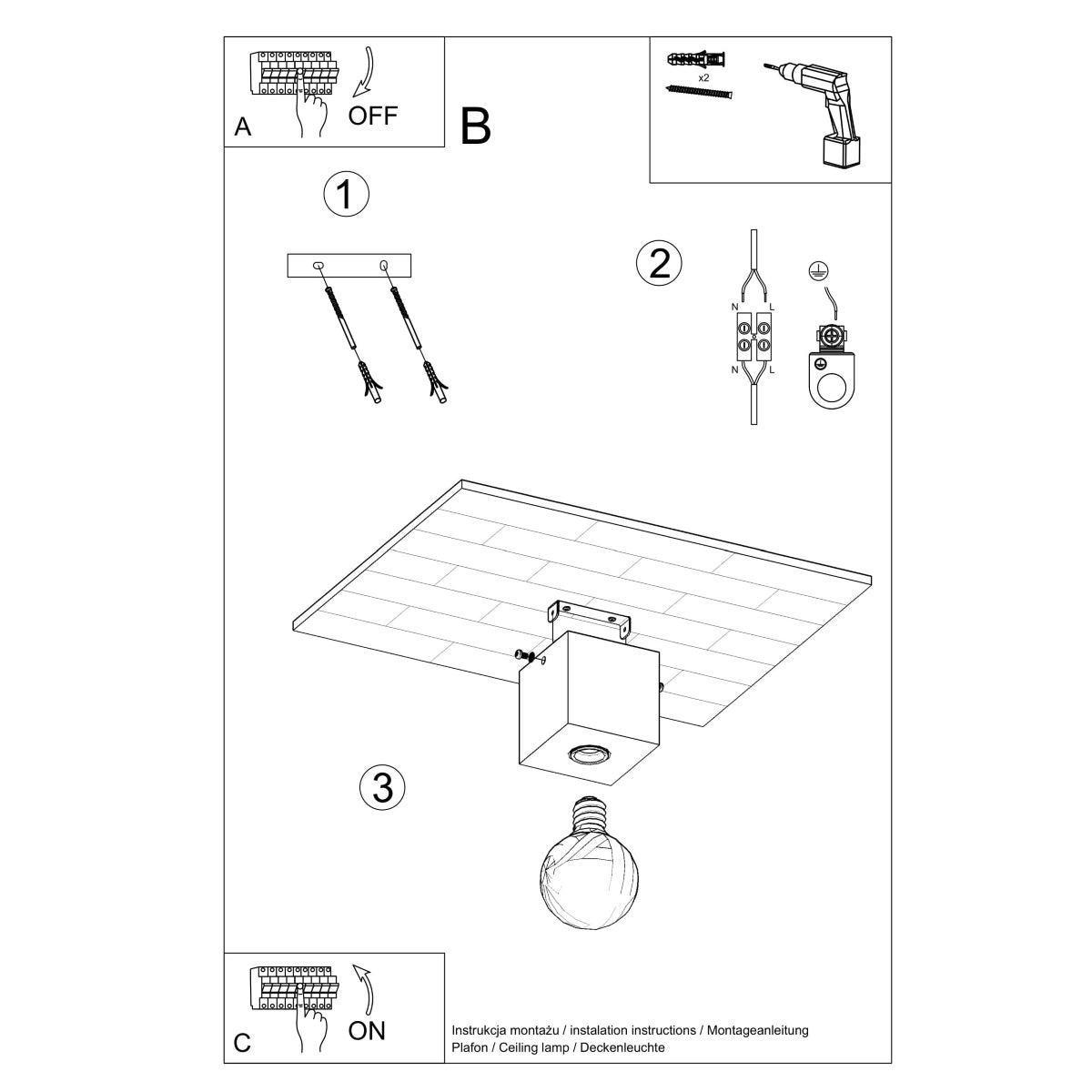 Plafondlamp ARIZ beton