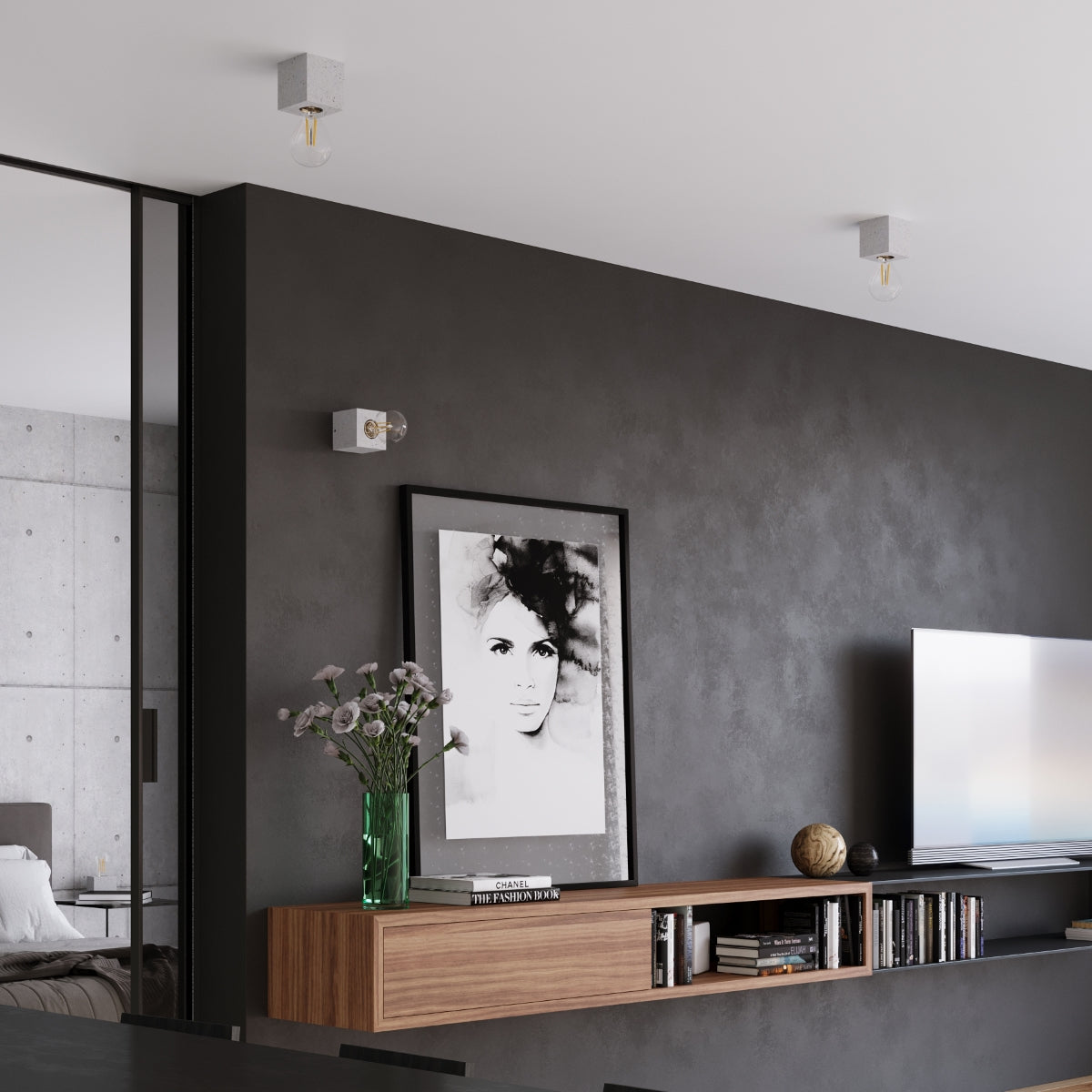 Plafondlamp ARIZ beton