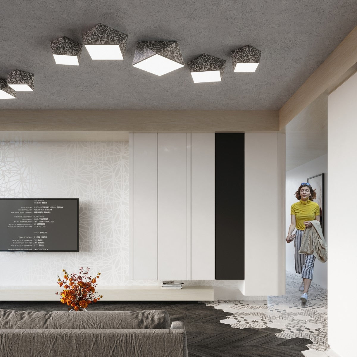Plafondlamp HEXA 45 zilver