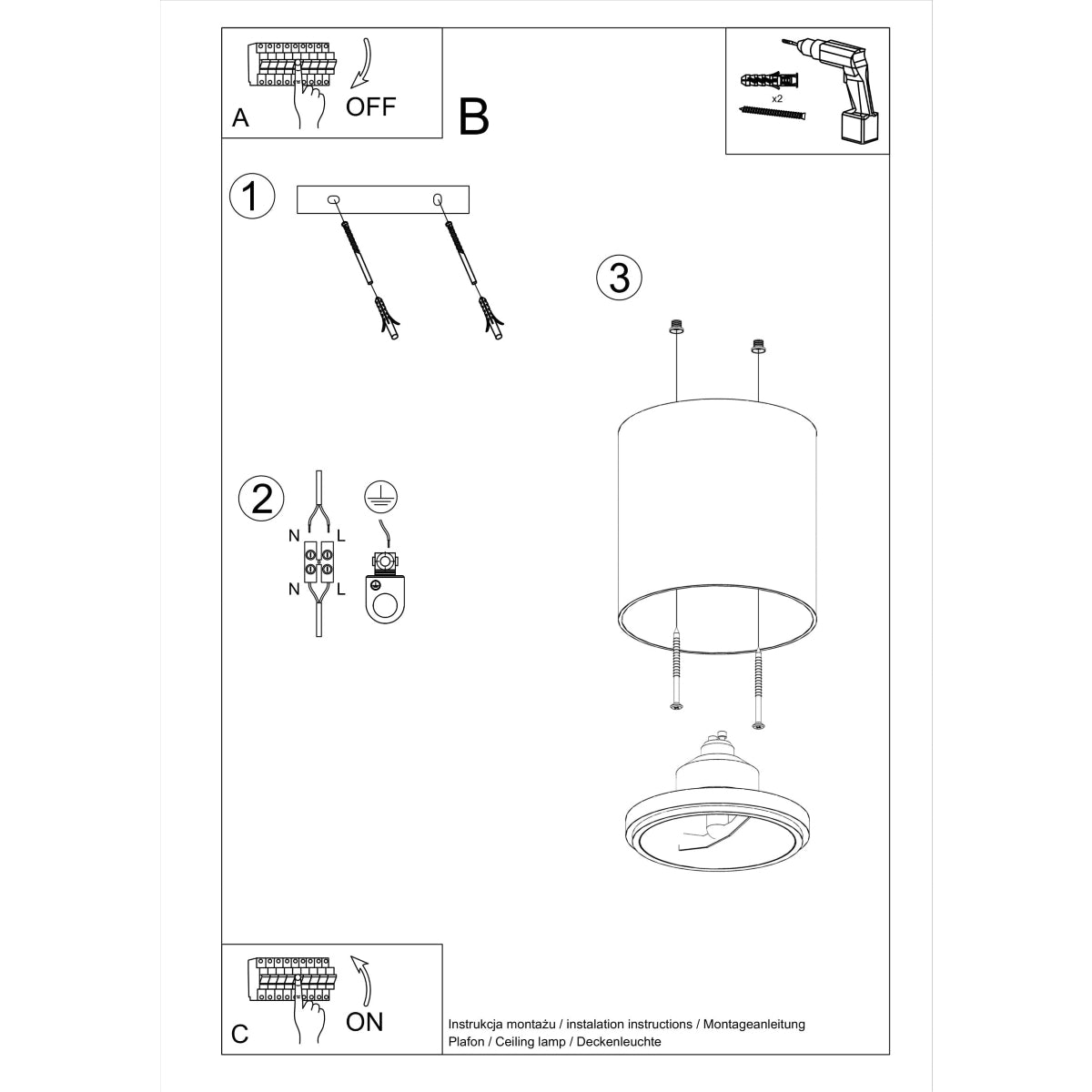 Plafondlamp TIUBE wit