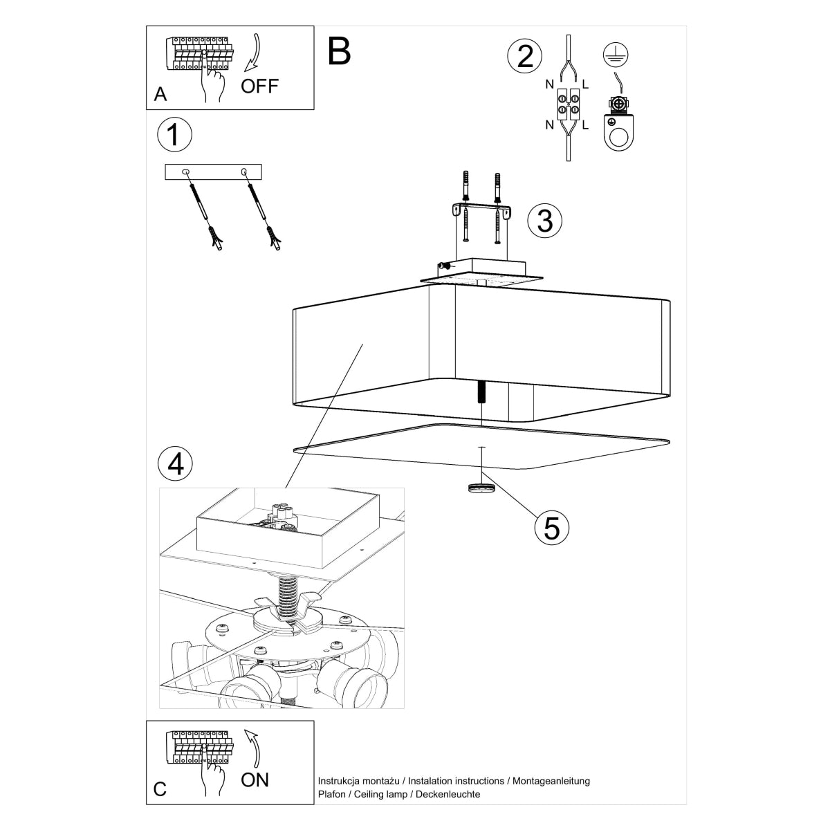 Plafondlamp LOKKO 45 wit