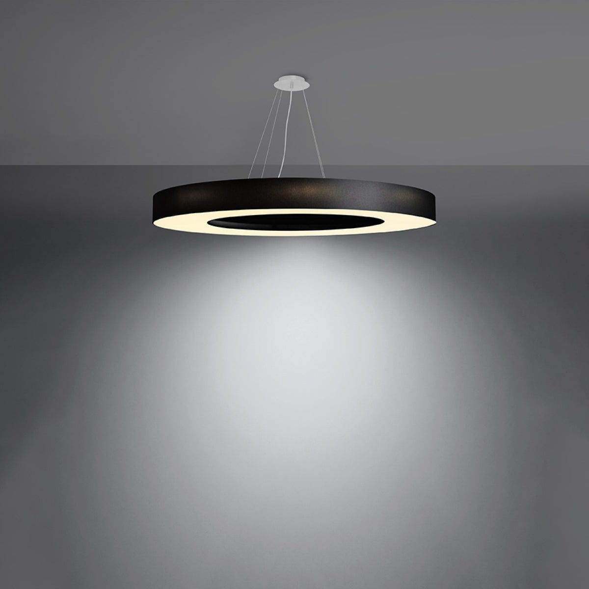 Elegante zwarte Kroonluchter SATURNO SLIM 90