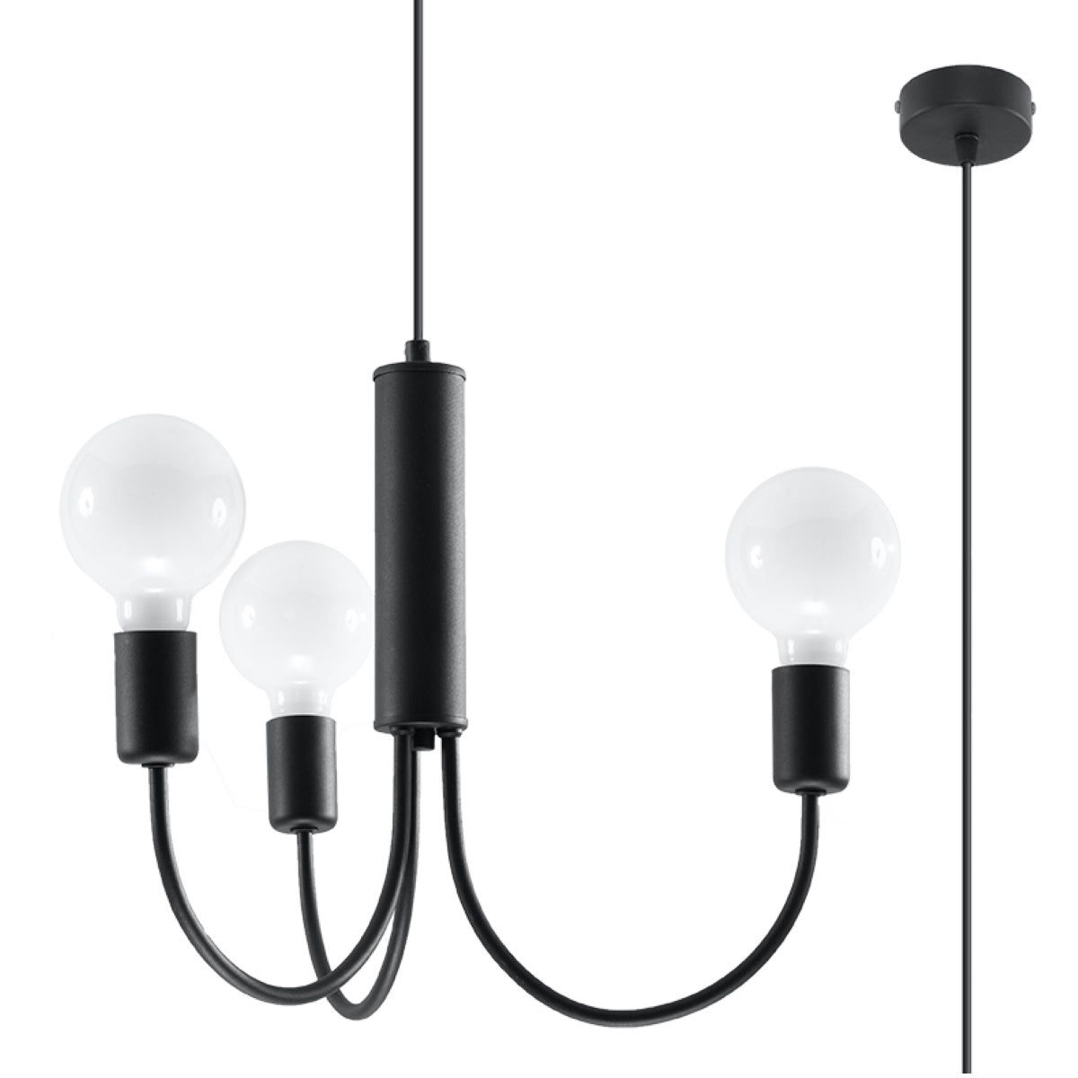 minimalistische zwarte Kroonluchter PICCOLO 3