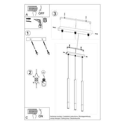 Hanglamp MOZAICA 3L zwart/chroom
