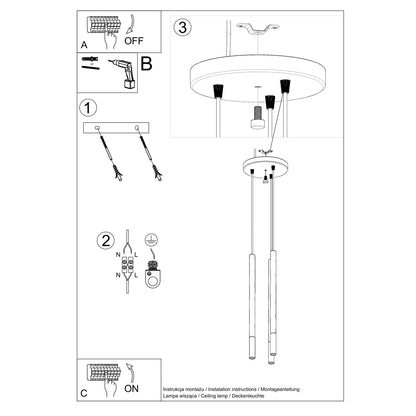 Hanglamp MOZAICA 3P zwart/koper