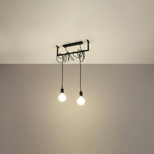 Minimalistische zwarte Kroonluchter SALAMANCA 2