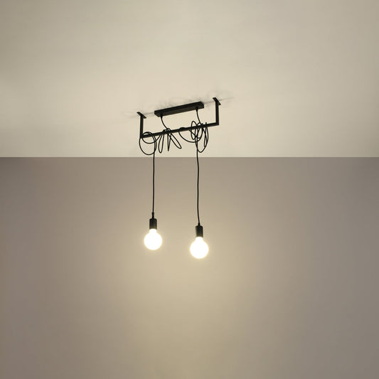 Minimalistische zwarte Kroonluchter SALAMANCA 2
