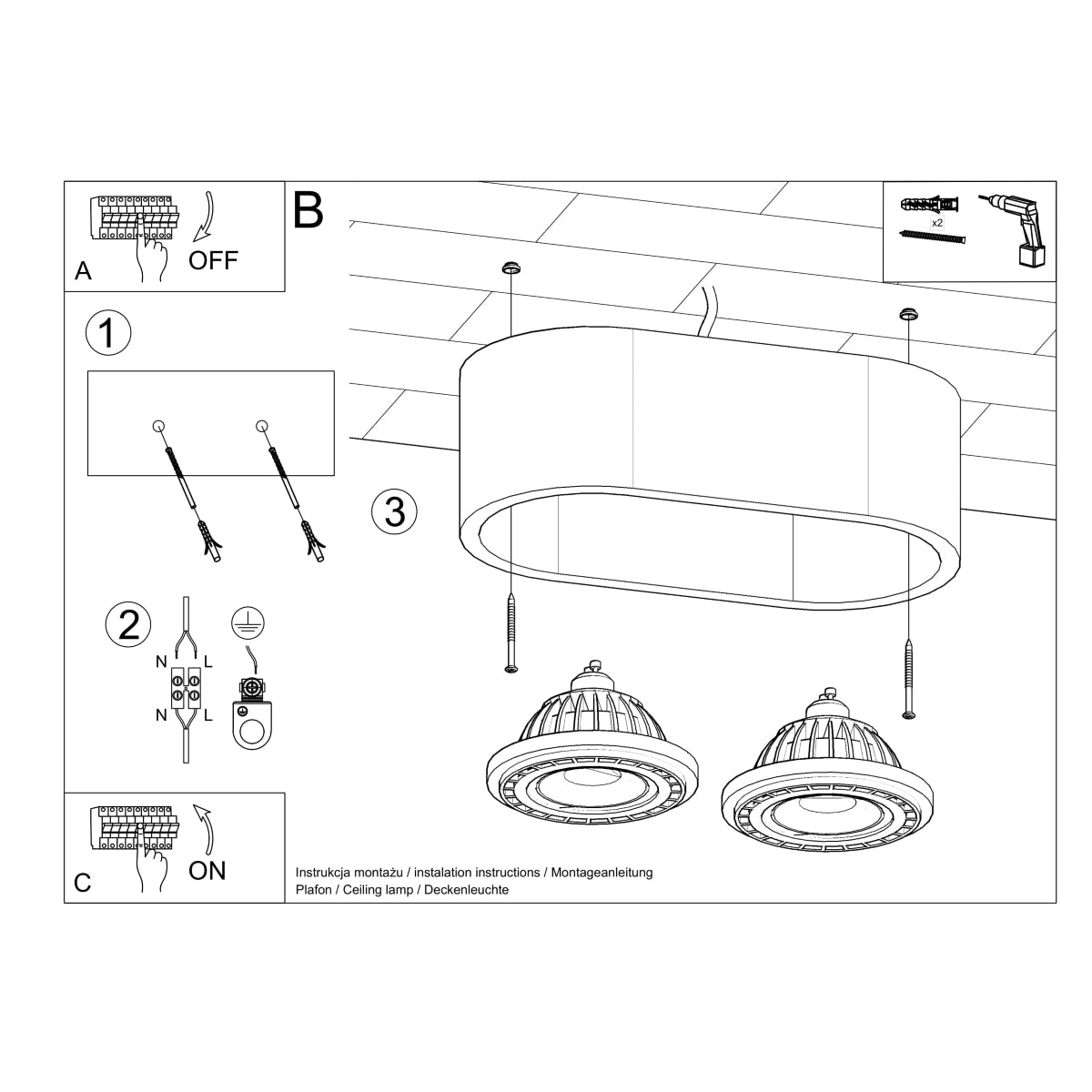 Plafondlamp BASIC 2 naturel hout