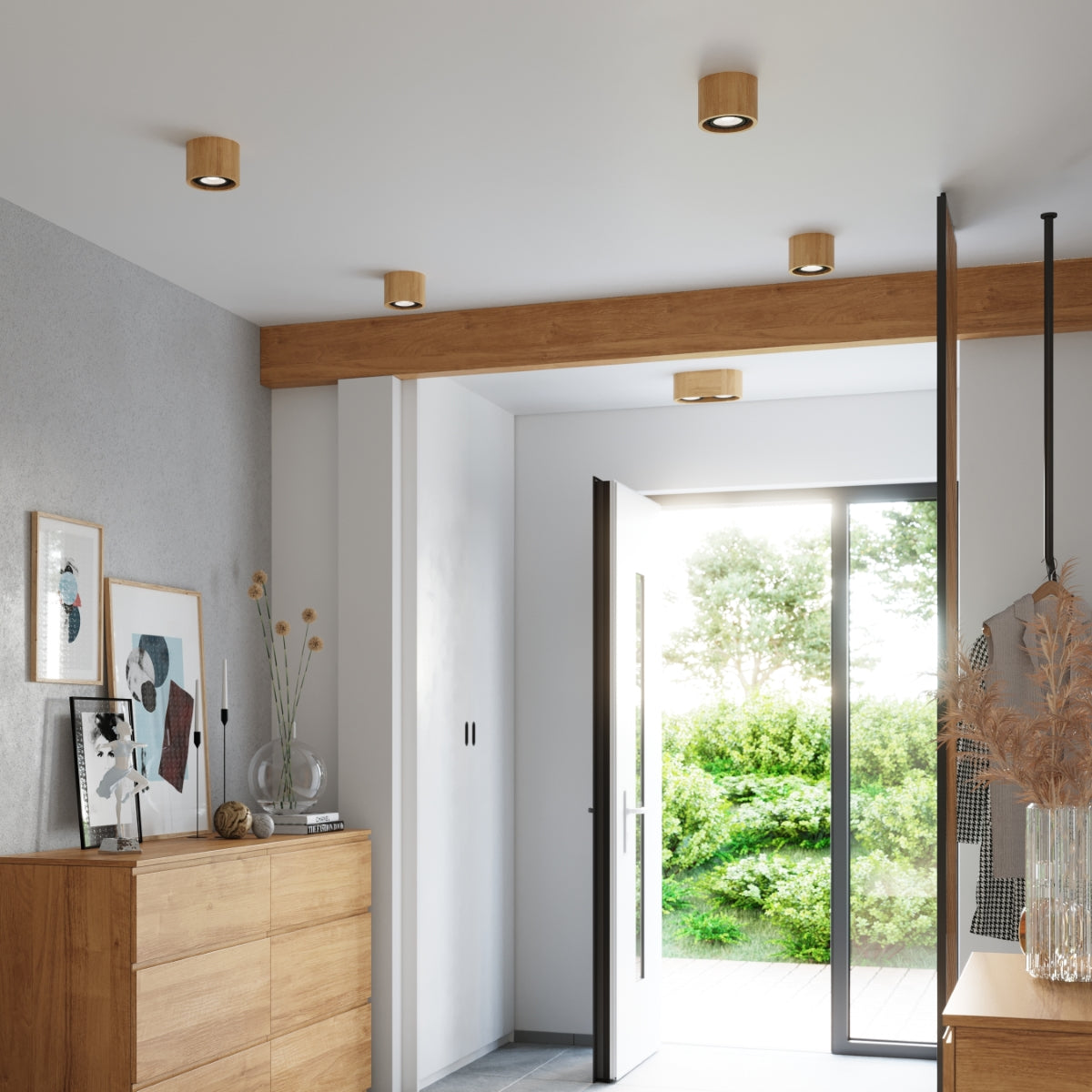 Plafondlamp BASIC 2 naturel hout