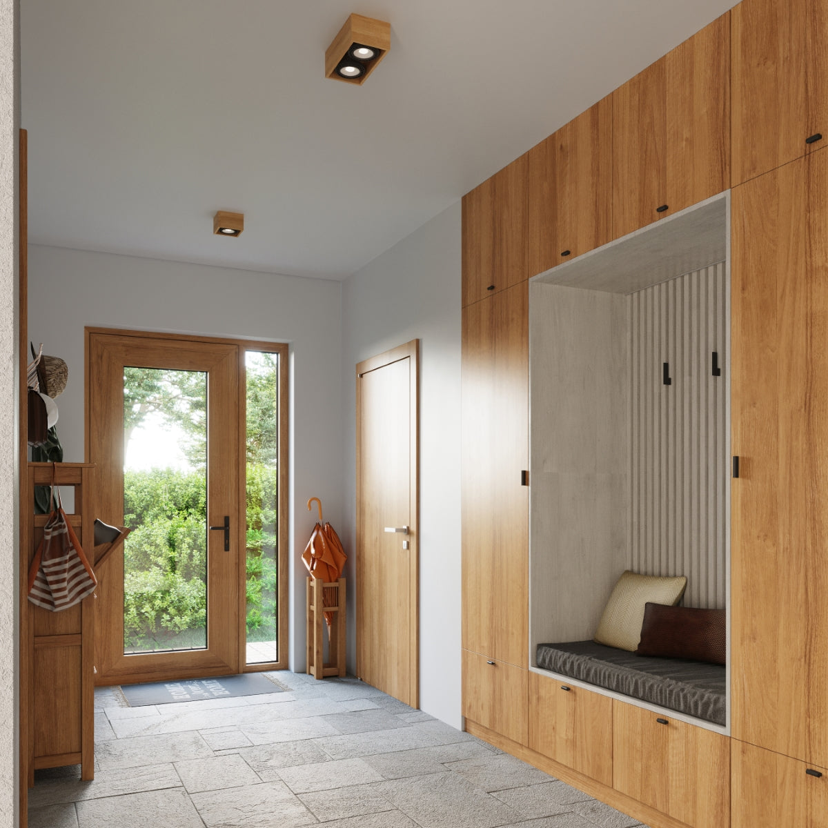 Plafondlamp QUATRO 2 naturel hout