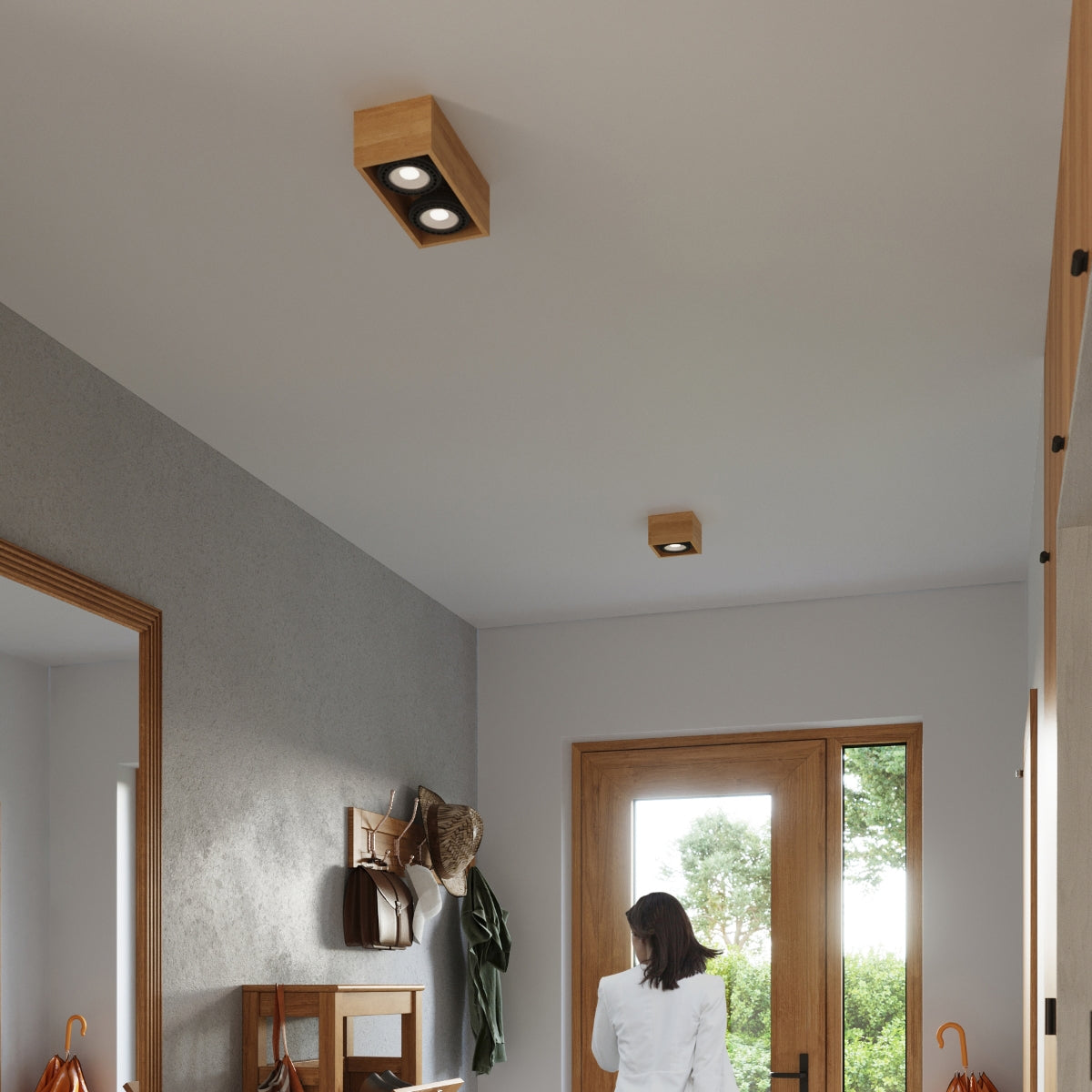 Plafondlamp QUATRO 2 naturel hout