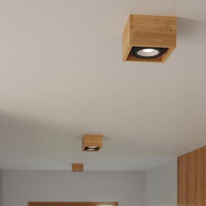 Plafondlamp QUATRO 2 naturel hout