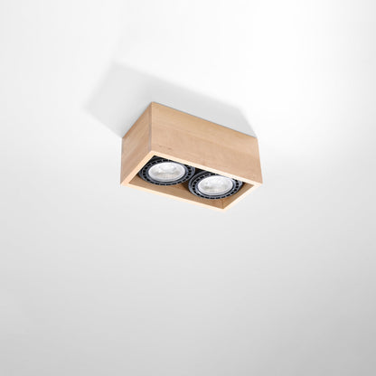 Plafondlamp QUATRO 2 naturel hout