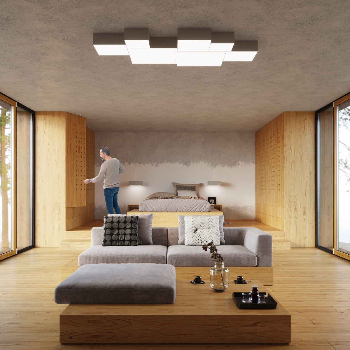 Plafondlamp HORUS 55 grijs