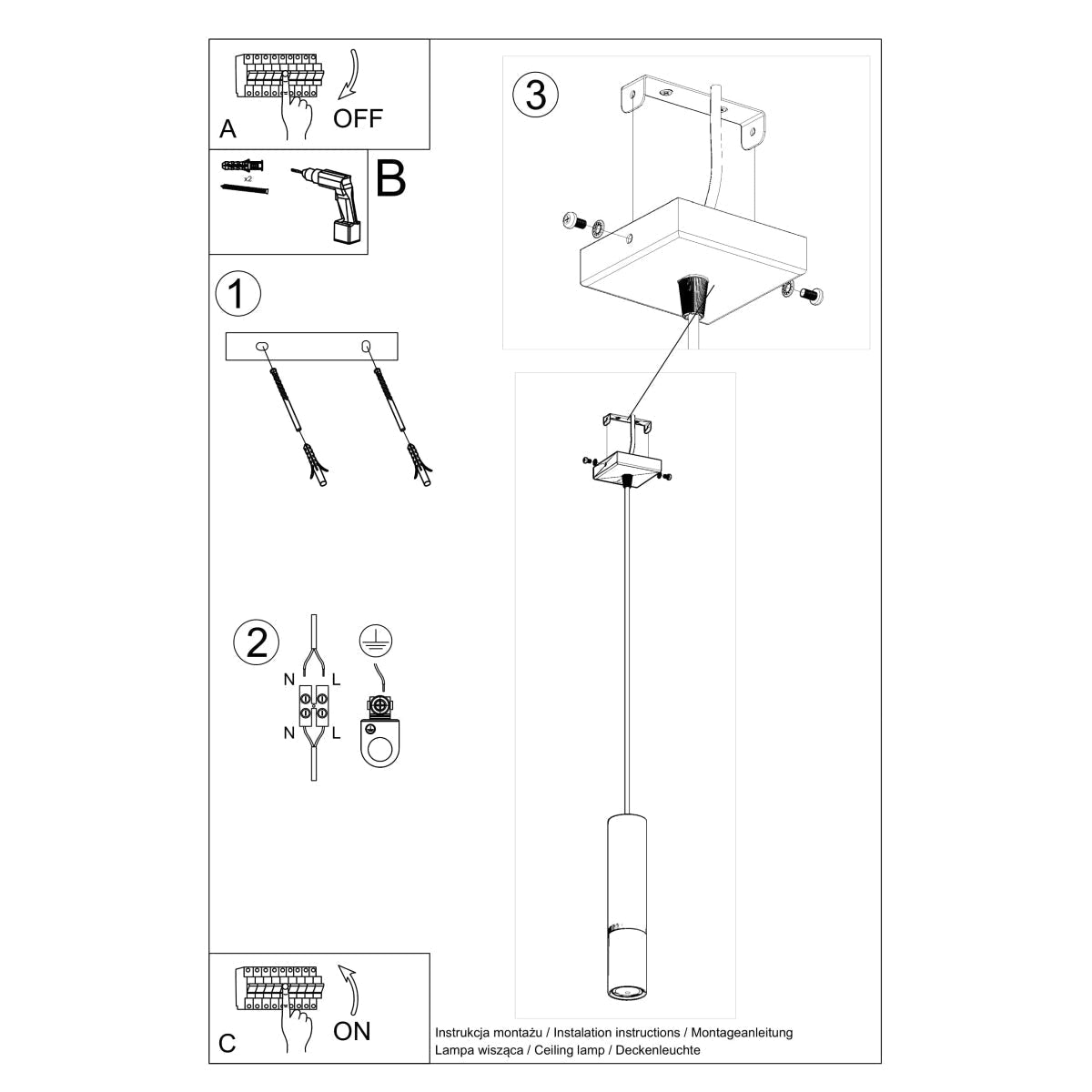 Hanglamp LOOPEZ 1 zwart/chroom