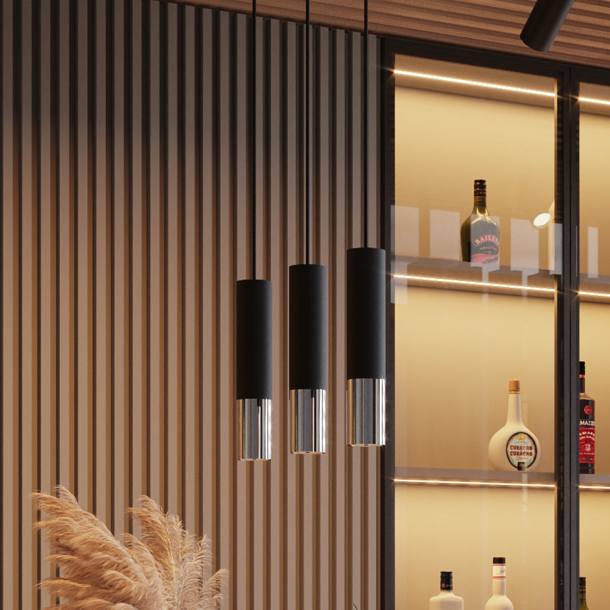 Hanglamp LOOPEZ 3L zwart/chroom