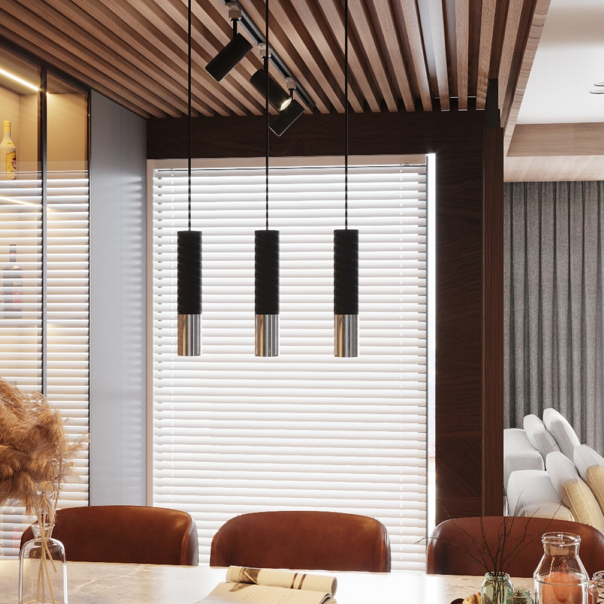 Hanglamp LOOPEZ 3P zwart/chroom
