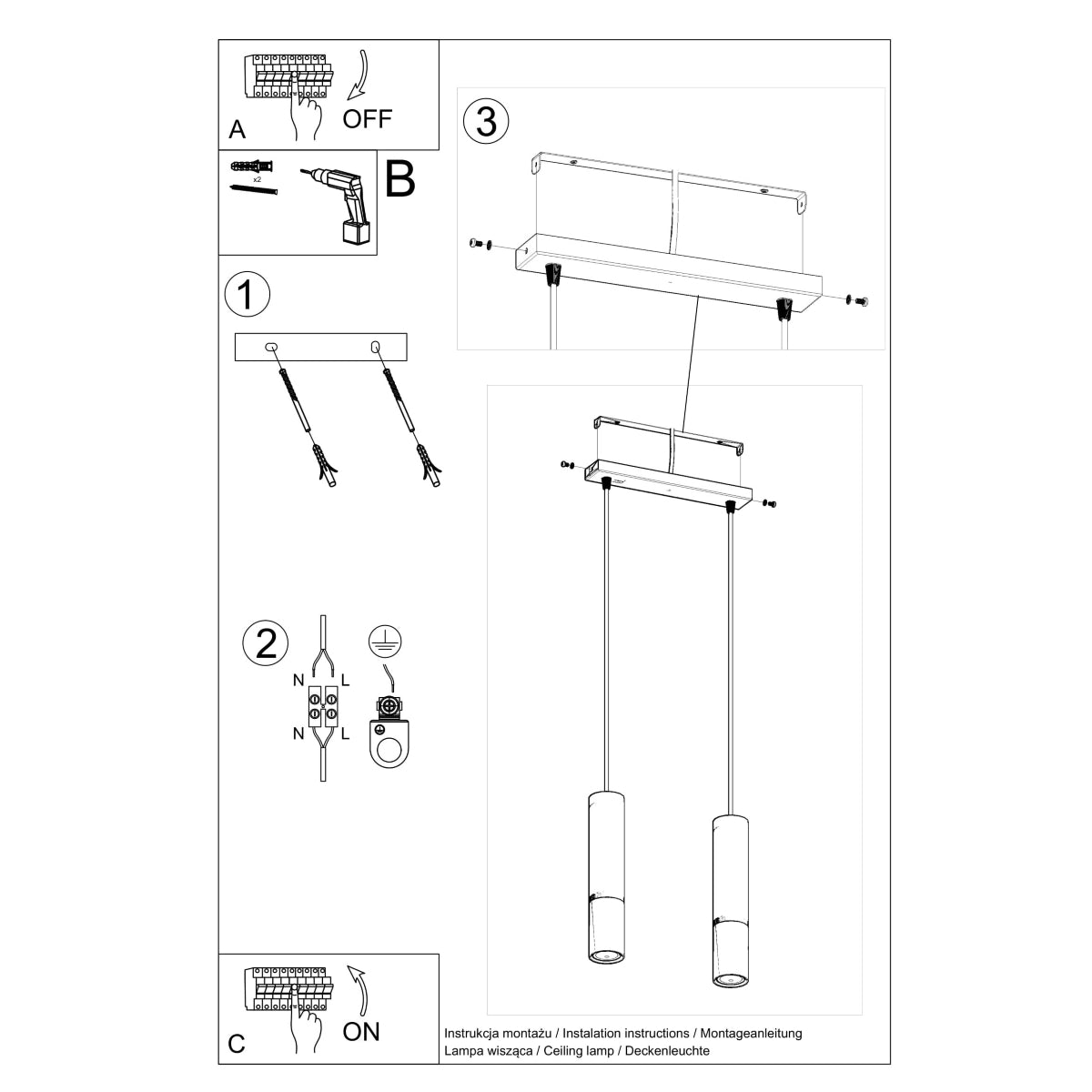 Hanglamp LOOPEZ 2 zwart/koper