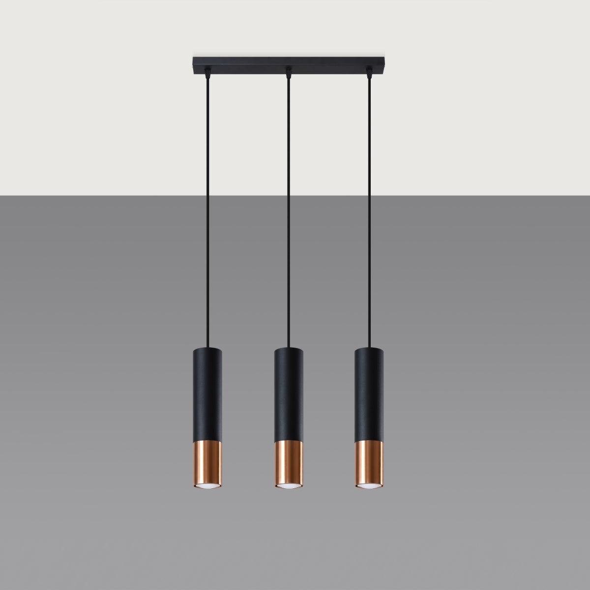 Hanglamp LOOPEZ 3L zwart/koper