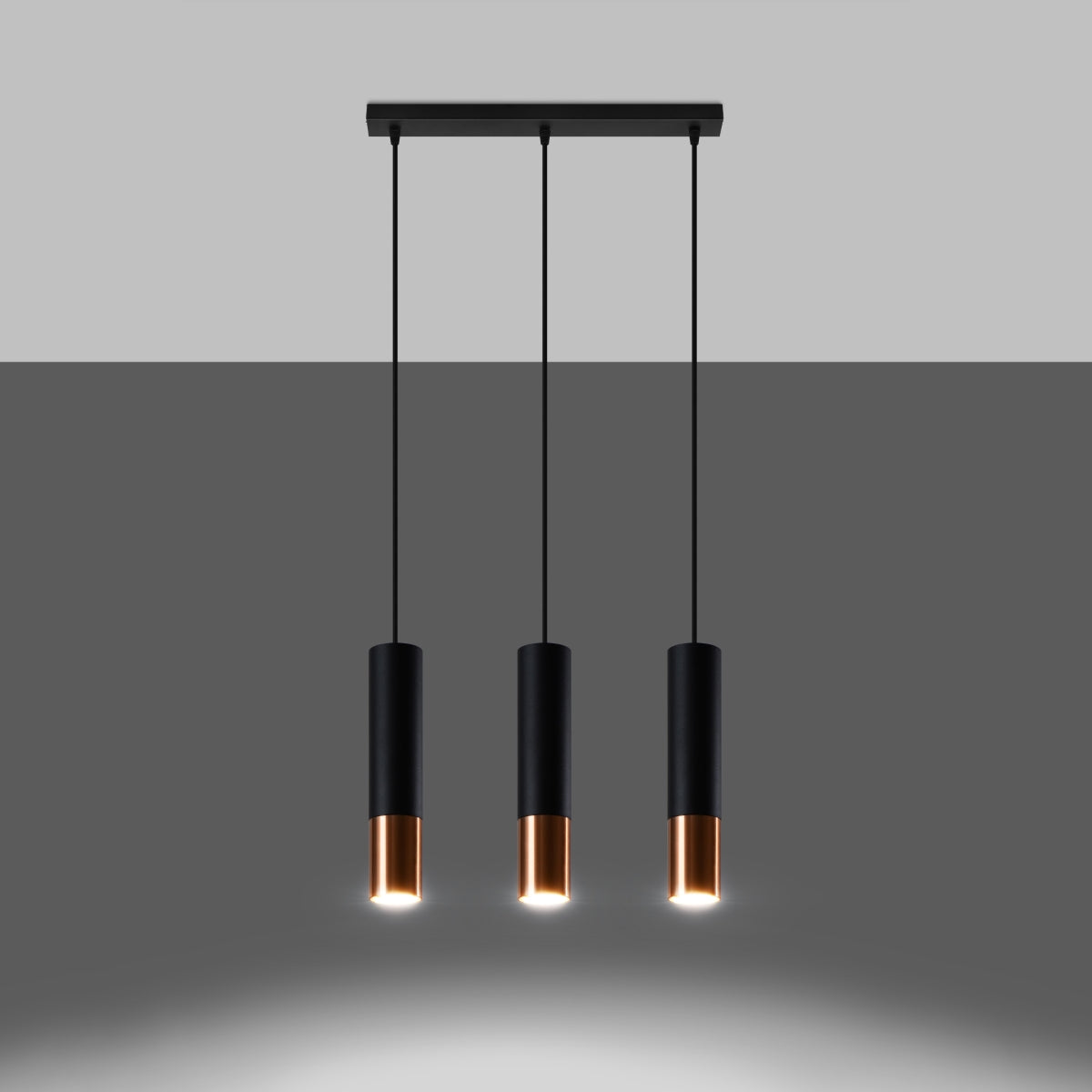 Hanglamp LOOPEZ 3L zwart/koper