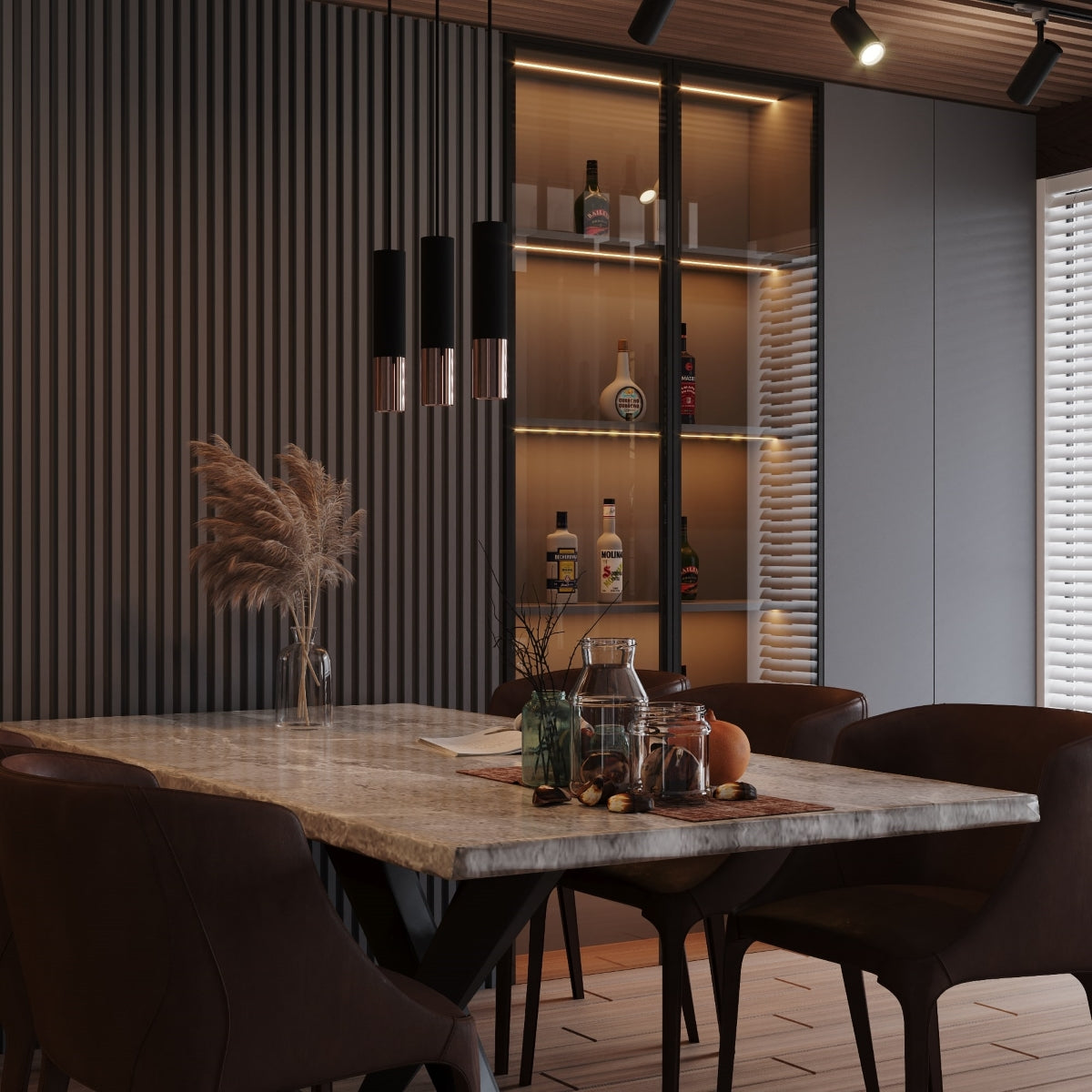 Hanglamp LOOPEZ 3P zwart/koper