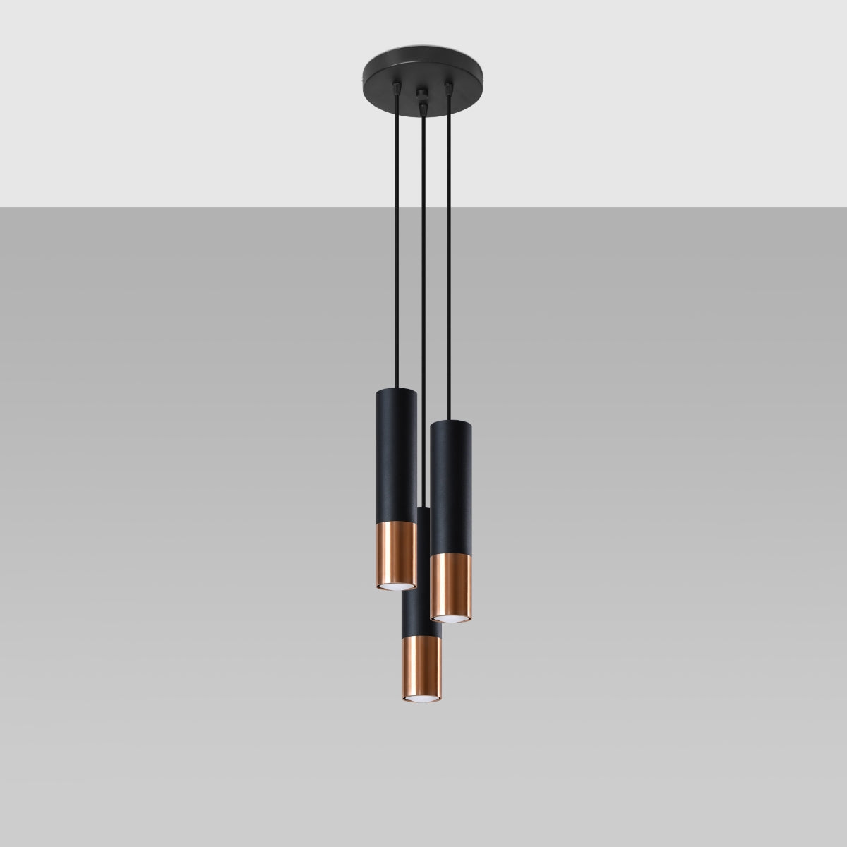 Hanglamp LOOPEZ 3P zwart/koper