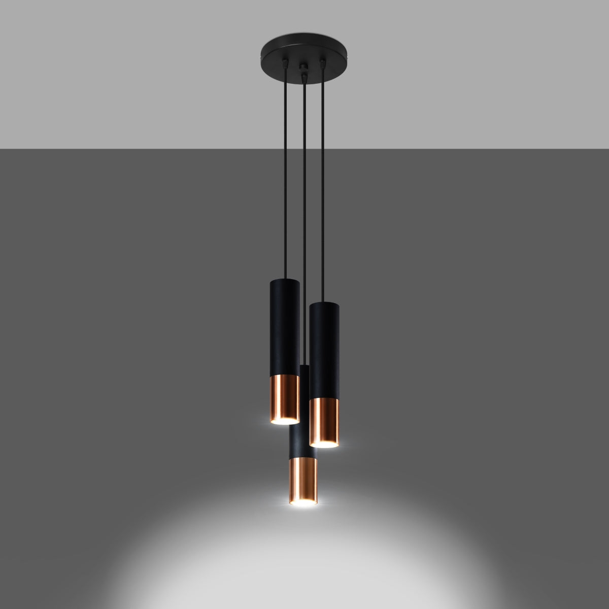 Hanglamp LOOPEZ 3P zwart/koper