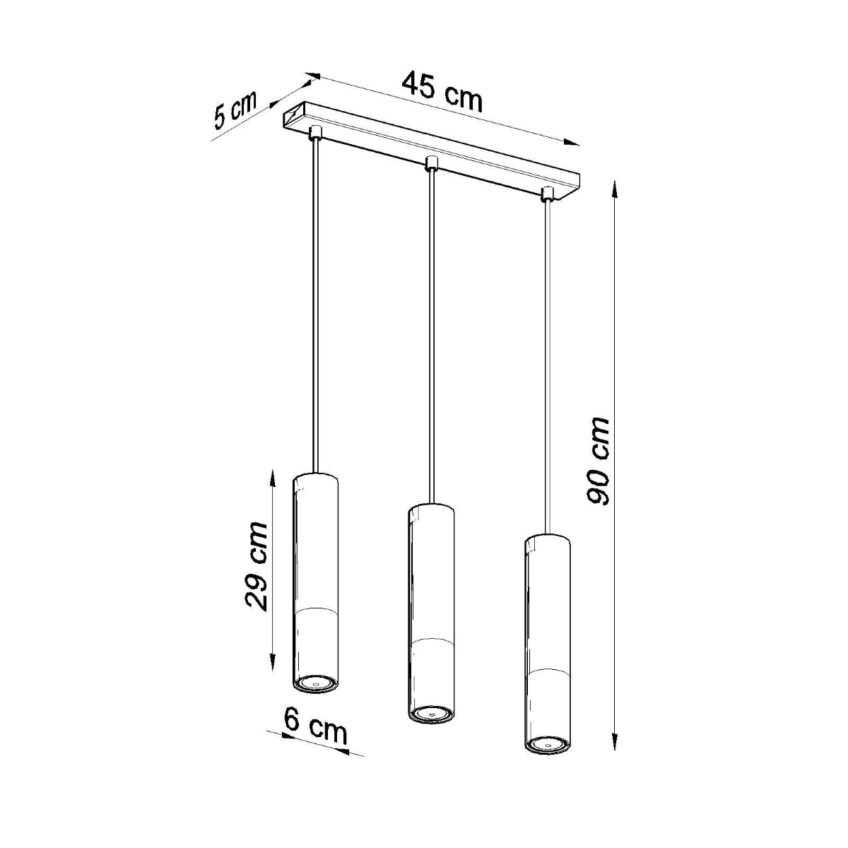 Hanglamp LOOPEZ 3L zwart/goud