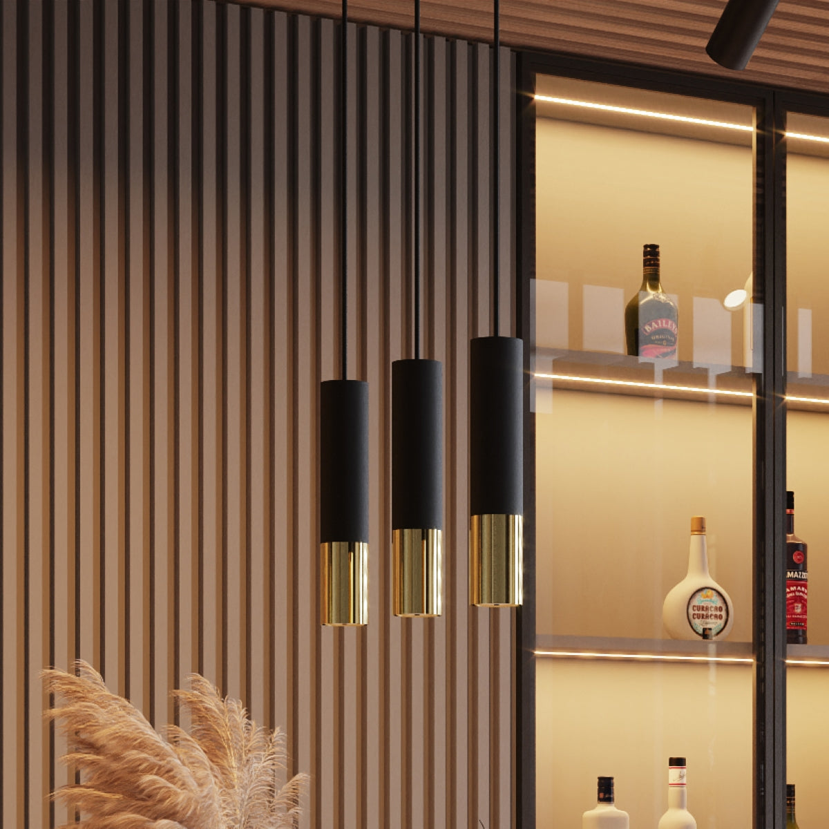 Hanglamp LOOPEZ 3L zwart/goud