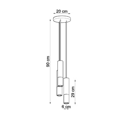 Hanglamp LOOPEZ 3P zwart/goud