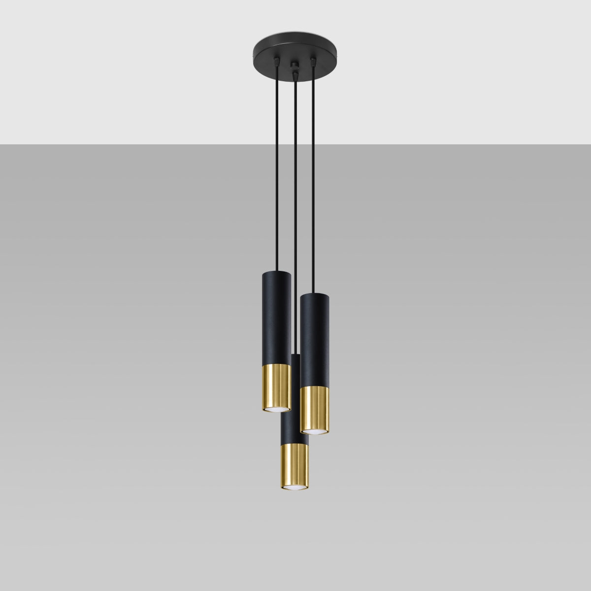 Hanglamp LOOPEZ 3P zwart/goud