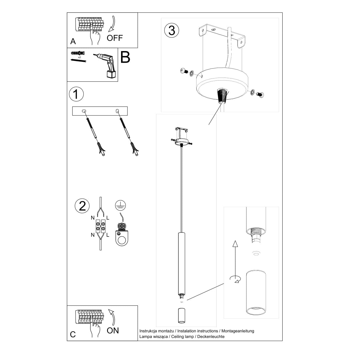 Hanglamp WEZYR 1 wit