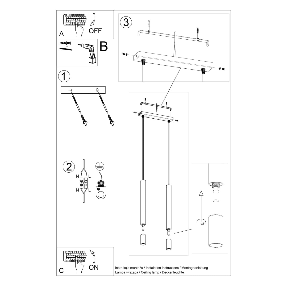 Hanglamp WEZYR 2 zwart
