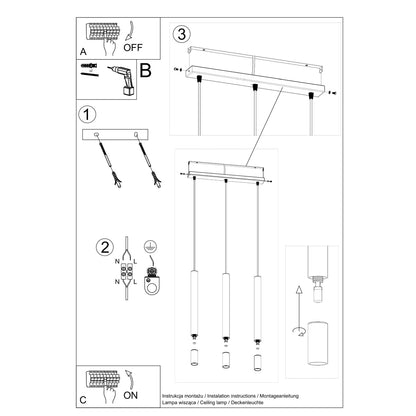 Hanglamp WEZYR 3 zwart