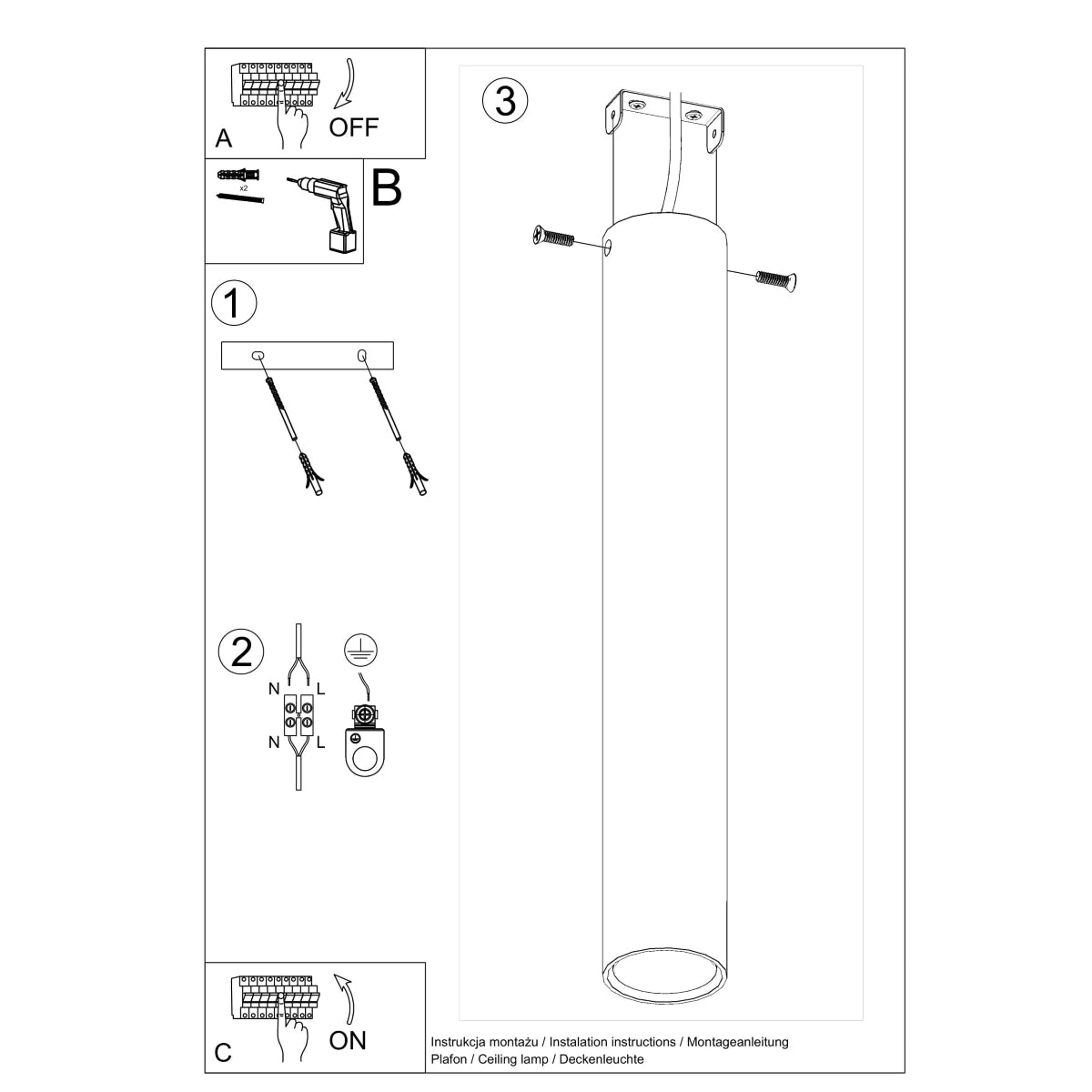 Plafondlamp LAGOS 40 wit
