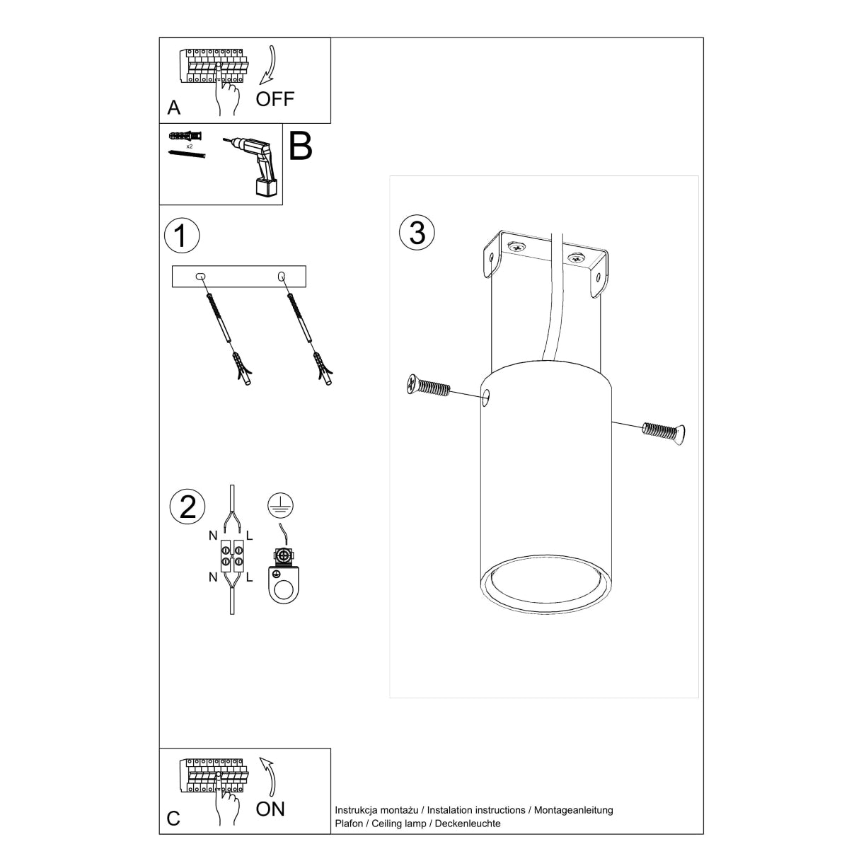 Plafondlamp LAGOS 10 zwart