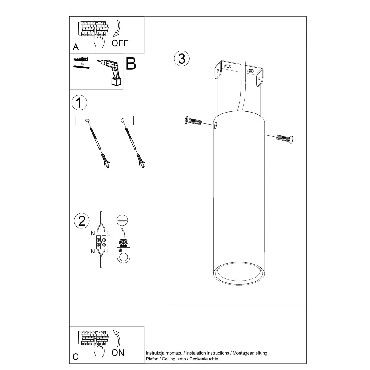 Plafondlamp LAGOS 20 zwart