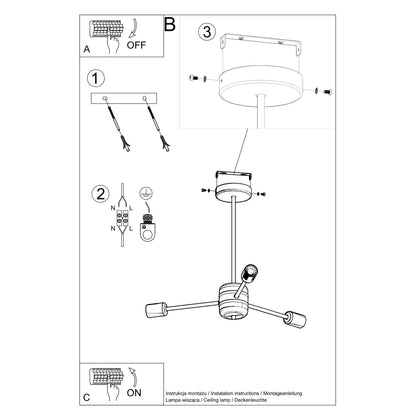 Industriële zwarte Kroonluchter LANGO 3