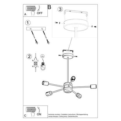 Industriële zwarte Kroonluchter LANGO 5