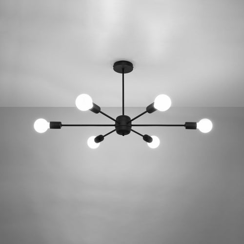 Industriële zwarte Kroonluchter LANGO 6