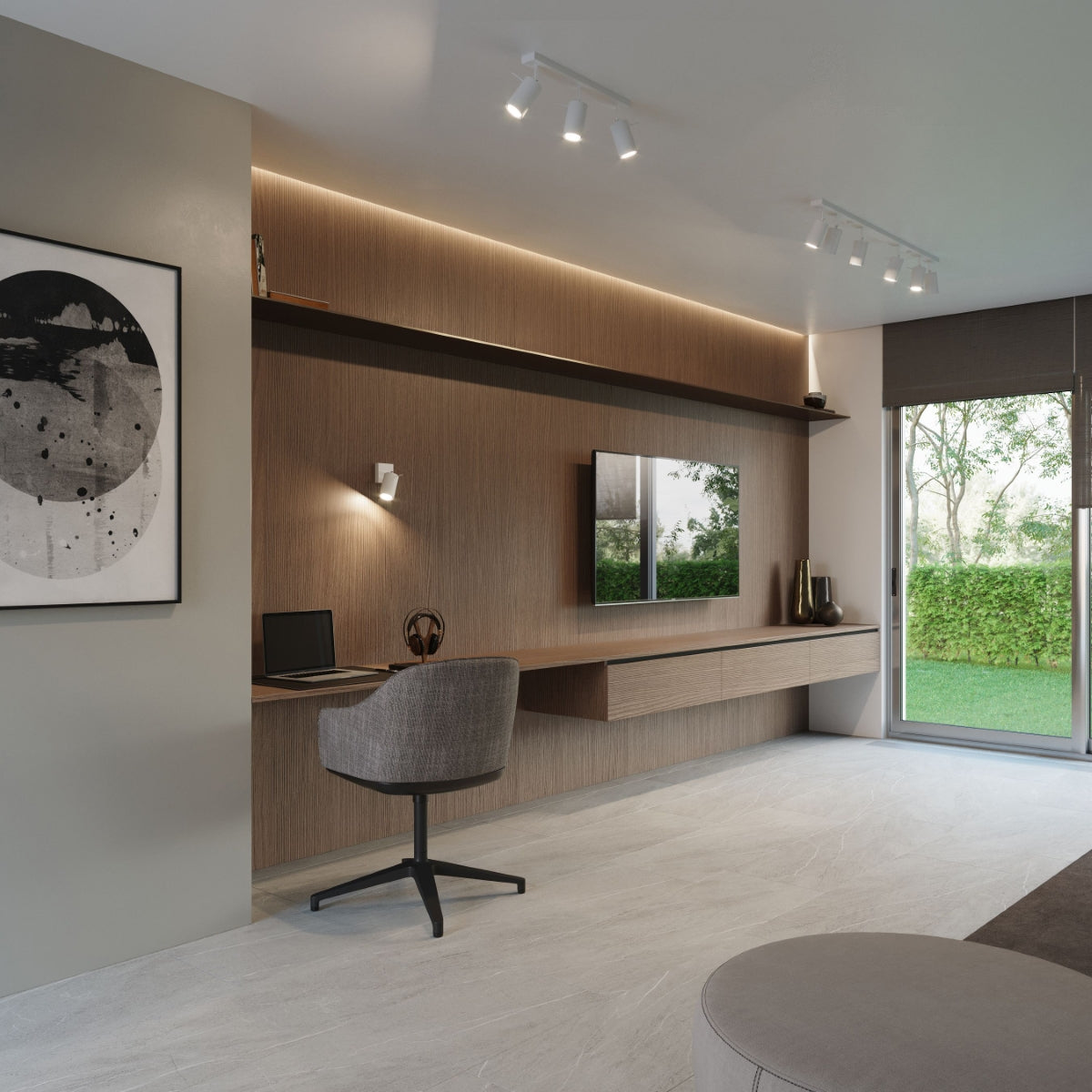 Wandlamp RING wit met schakelaar