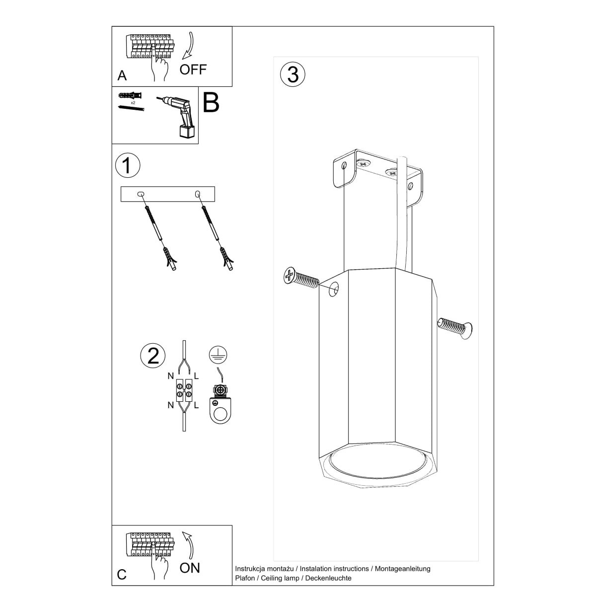 Plafondlamp ZEKE 10 eik