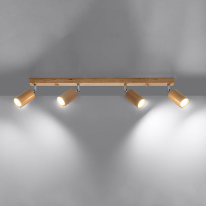 Plafondlamp BERG 4 naturel hout