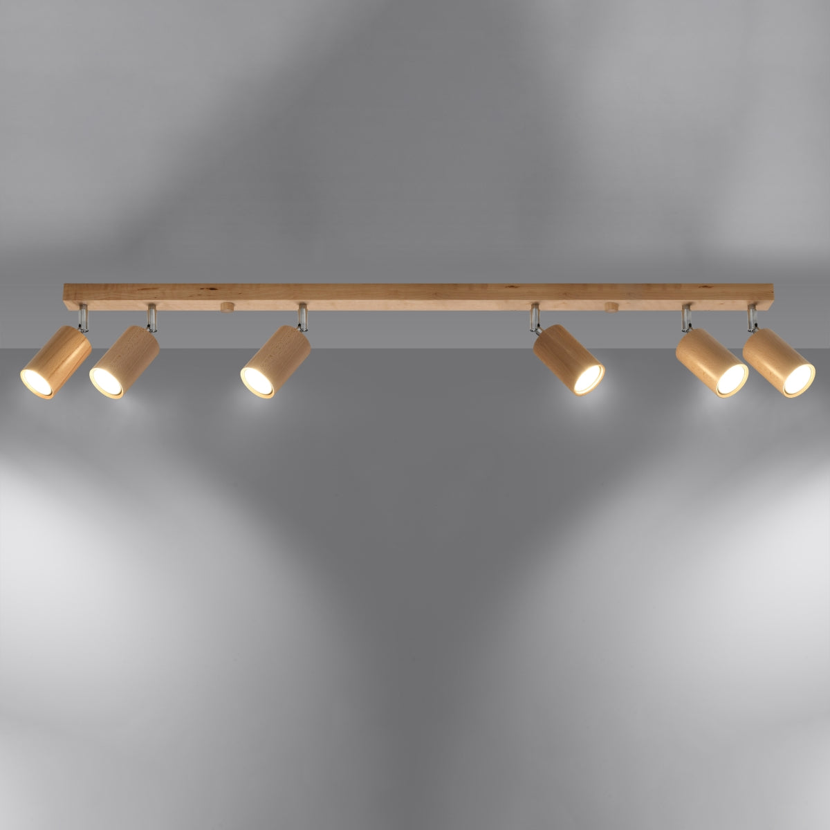 Plafondlamp BERG 6 naturel hout