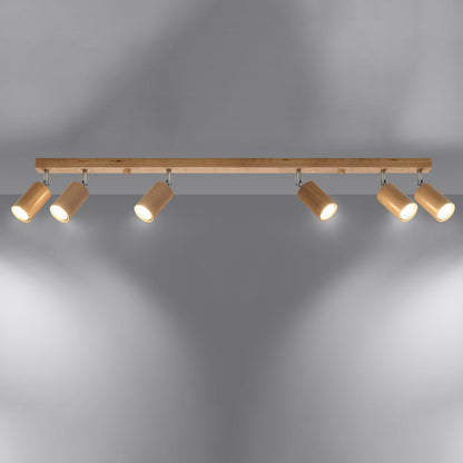 Plafondlamp BERG 6 naturel hout