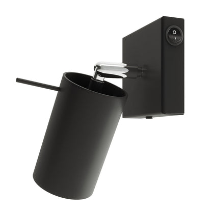 Wandlamp RING zwart een schakelaar