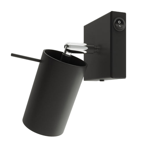 Wandlamp RING zwart een schakelaar