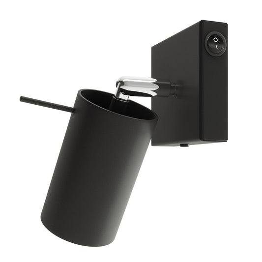 Wandlamp RING zwart een schakelaar