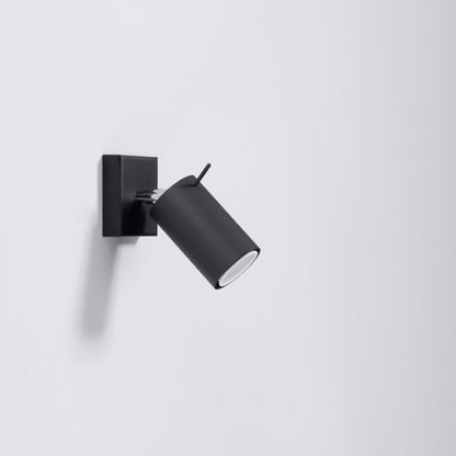 Wandlamp RING zwart een schakelaar