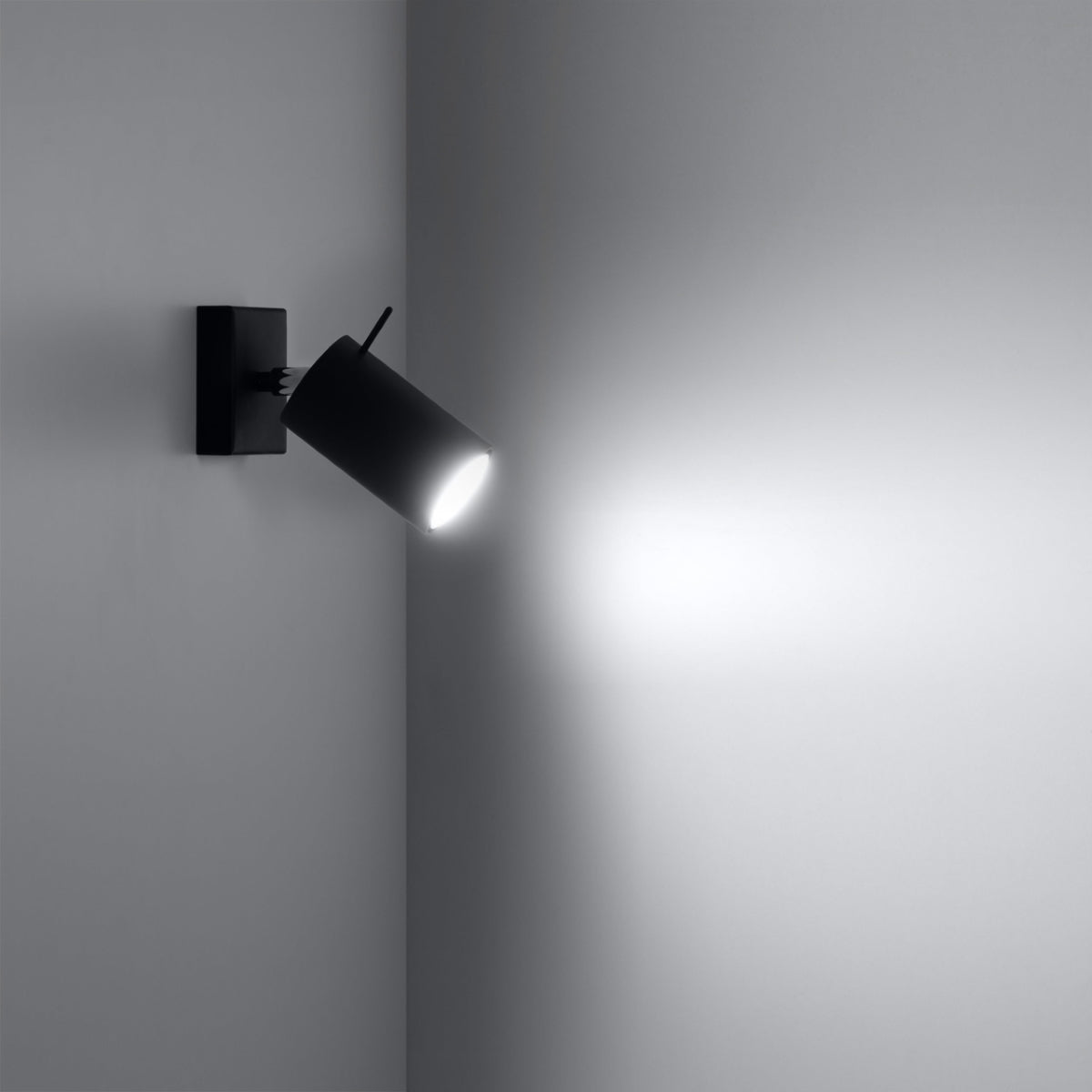 Wandlamp RING zwart een schakelaar